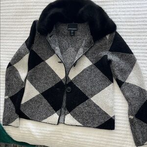 Gray Checkered Blazer/ Sweater Coat
